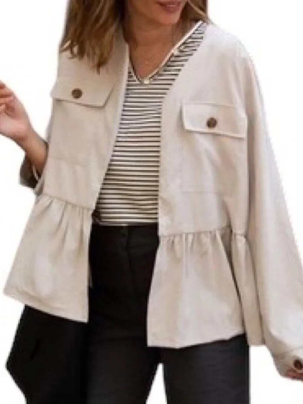 Zara Cream long sleeve jacket